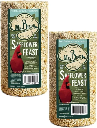 Miniatura 3 de Mr. Bird Cilindro de semillas de aves silvestres Safflower Feast de 28 onzas Alimento para aves silvestres para aves al aire libre Alimentación