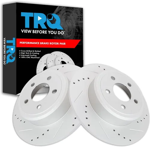 Miniatura 32 de TRQ Juego de rotores de freno de rendimiento trasero con revestimiento G premium compatible con Mazda 6 2014-2021
