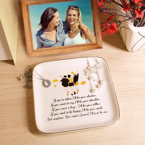 Miniatura 7 de PUDDING CABIN - Plato para anillos para regalo para amigas, mujeres, mejores amigas con el mensaje "If you're alone, I'll be your shadow. If you