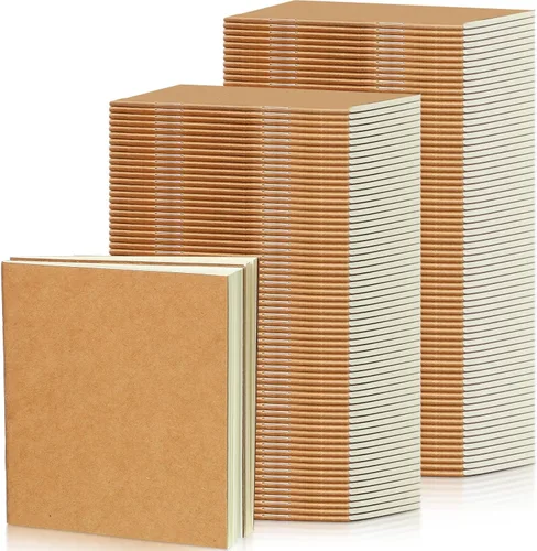 Miniatura 10 de Thenshop Paquete de 150 mini cuadernos a granel pequeños de bolsillo en blanco para niños de 4 x 4 pulgadas, diarios sin forro, cuadernos