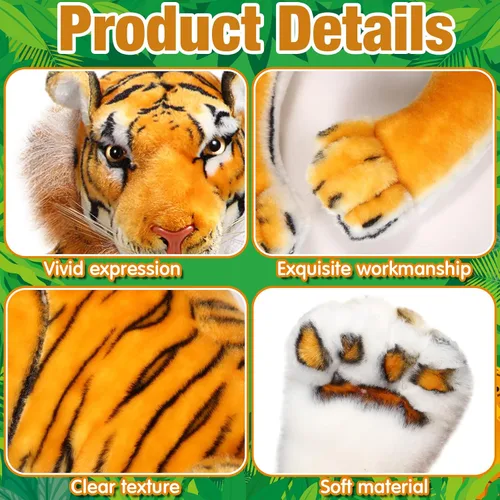 Miniatura 3 de Syhood Juguete gigante de peluche de tigre gigante de 27 pulgadas, adecuado para regalos de cumpleaños