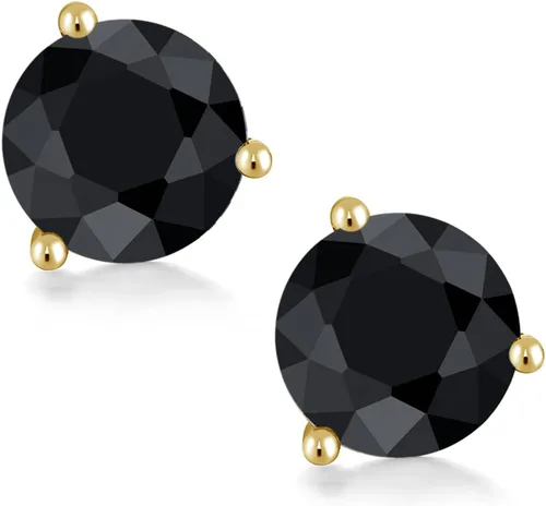 Miniatura 83 de Gem Stone King Aretes de oro de 14 quilates, 0.236 in, piedra natal redonda, Martini, 3 puntas, aretes de oro para mujer
