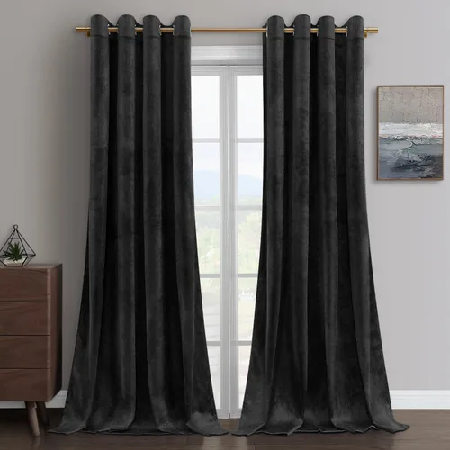 Miniatura 16 de HOMEIDEAS Cortinas opacas de terciopelo gris, 52 x 108 pulgadas, oscurecimiento de la habitación, aislamiento térmico, bolsillo con pestaña trasera