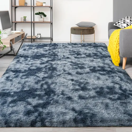Miniatura 35 de FlyDOIT Alfombras Grandes para Sala de Estar, 5x8 Pies Alfombra Shaggy Teñida con Tie-Dye Gris Oscuro, Alfombras Mullidas Tipo Manta, Alfombras