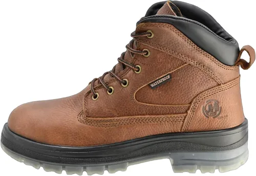 J H Botas de trabajo impermeables con punta de acero para hombre, suela de TPU antideslizante, 4 capas impermeables, cuero de grano superior,