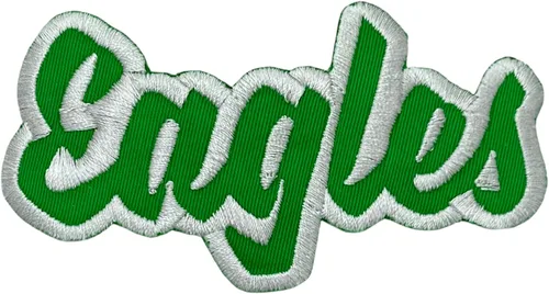 Miniatura 21 de (2 x 4 pulgadas) Eagles, espíritu de equipo, bordado, parche para planchar (sarga blanca/contorno verde)