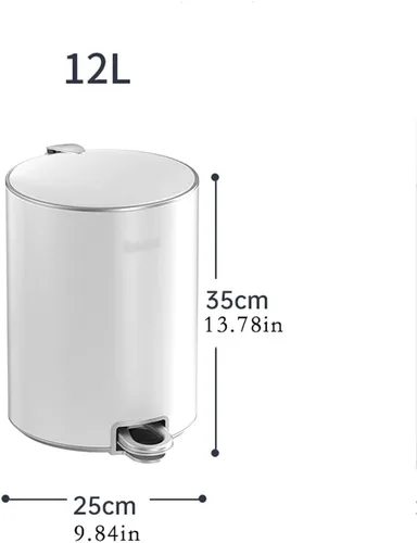 Miniatura 2 de Trash Bin 3.17Gallon Stainless Steel Pedal Trash Can Creative Household Round Trash Cans with Lid Living Room Bedroom Office Large Capacity Toilet