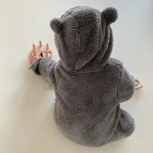 Miniatura 6 de Mameluco de forro polar para bebé recién nacido, cálido con capucha para bebé