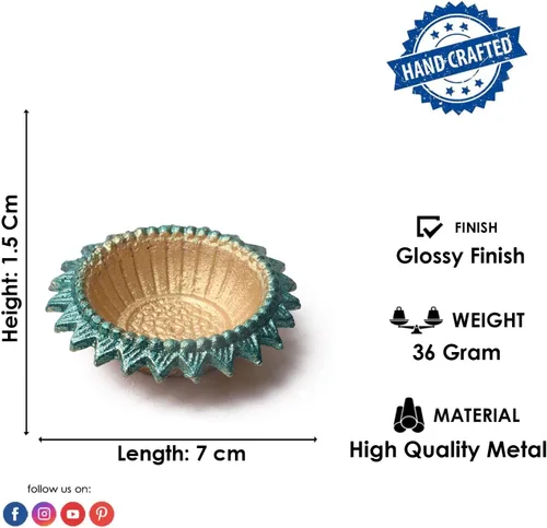 Miniatura 6 de SATVIK 12 piezas Multicolor Surya Metal Diya Floral Lotus Flower Shape Tea Light Holder Lámpara de aceite Navidad Interior Hogar Mandir Pujan Pooja