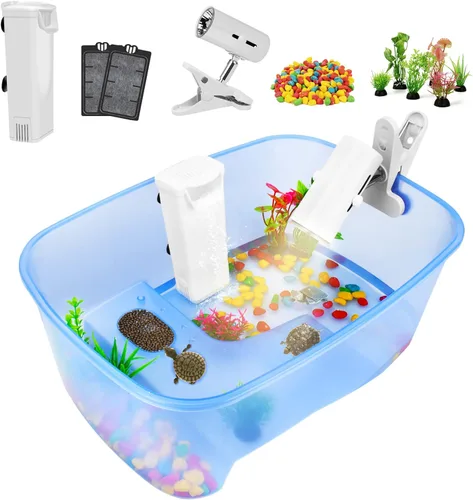Miniatura 7 de Rypet Tanque Acuario para Tortugas - Hábitat de Reptiles, Hábitat de Tortugas, Tanque de Acuario para Reptiles para Cangrejo de Río y Cangrejo Azul