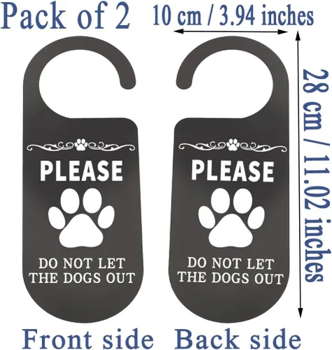 Miniatura 2 de CENWA 2 letreros divertidos para colgar en la puerta con texto en inglés «Please Don' t Let The Cats/Dogs Out», «Please Do Not Disturb», decoración