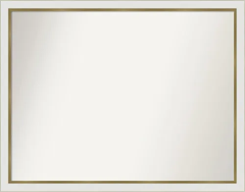 Miniatura 30 de Amanti Art Espejo de baño blanco para sobre el fregadero, 30 x 35 pulgadas, espejo de tocador rectangular estrecho de Eva de oro blanco, marco