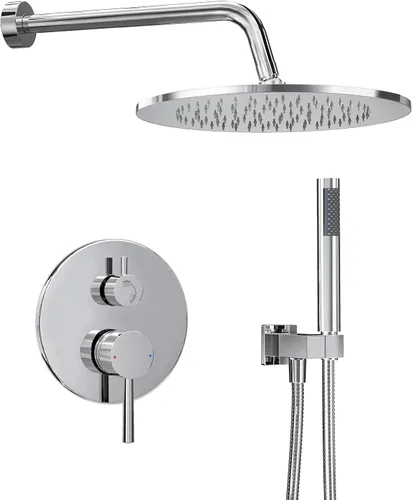 Miniatura 13 de Gabrylly Brushed Gold Shower System with Rough-in Valve, 10 Inch Wall Mounted High Pressure Rainfall Shower Head with Handheld Combo, Luxury All