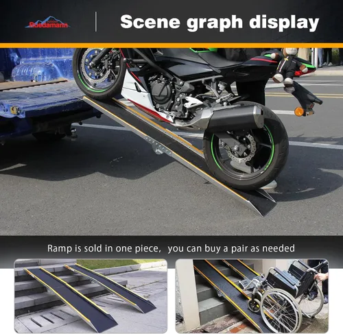 Miniatura 2 de Ruedamann Rampas de carga de aluminio de 71 pulgadas para camionetas, remolques, rampa plegable para motocicleta, capacidad de 600 libras, rampa