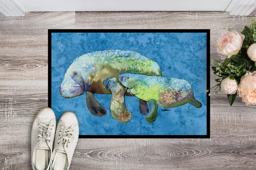 Miniatura 3 de Caroline's Treasures 8660-JMAT Manatee - Tapete para puerta delantera, 24 x 36 pulgadas, para interiores y exteriores, para entrada, antideslizante