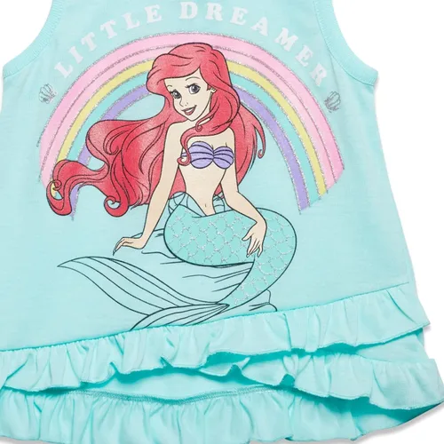 Miniatura 5 de Disney Moana Princess Frozen Ariel Minnie Mouse - Camiseta sin mangas y pantalones cortos de rizo francés para bebés a niños pequeños