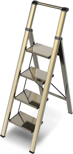 Miniatura 11 de Escalera de 6 escalones para techo de 12 pies de alto, taburete plegable de aluminio ligero con cómodo agarre, escaleras con pedal antideslizante