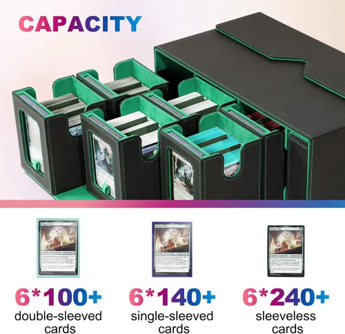 Miniatura 4 de UAONO Commander Deck Box para MTG, Estuche Modular de Cartas de 6 Mazos con Bandeja para Dados que Contiene más de 600 Cartas con Doble Funda, Caja