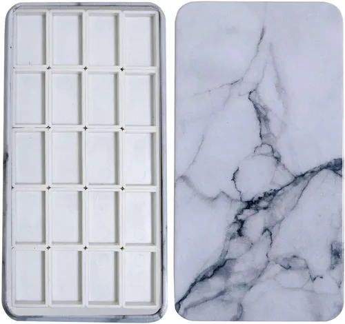 Miniatura 30 de Estuche de lata de paleta de acuarela con 40 piezas de sartenes vacías de plástico blanco con cuadrados magnéticos para transportar - Paleta
