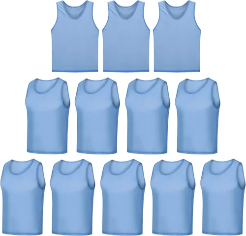 Miniatura 12 de Paquete de 12 chalecos Scrimmage, camisetas de entrenamiento de equipo/pinnies deportivos/camisetas de práctica/baberos de fútbol con bolsa de Azul