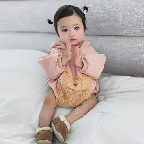 Miniatura 4 de Mameluco con capucha para bebés y niñas recién nacidos bolsillo sólido manga larga sudaderas con capucha ropa de invierno