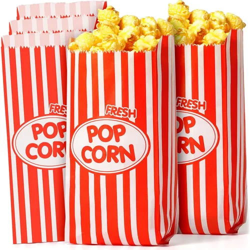 300 bolsas de papel para palomitas de maíz a granel de 1 onza desechables de carnaval, bolsas rojas para golosinas, accesorios para máquina de