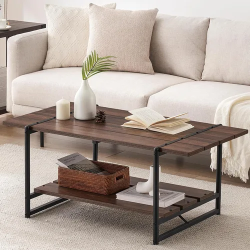 Miniatura 8 de Mesa auxiliar para sala de estar, mesas de sala de estar de 2 niveles, mesa de centro moderna para sala de estar, mesa de centro de madera