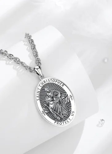 Miniatura 96 de CELESTIA Medallas de plata de ley 925 San Miguel/San Cristóbal/San Benito/San Gabriel/Virgen María/Jesús/Caravaca/Metatrón/Sello de los Siete