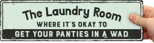 Miniatura 6 de SmartSign Divertido letrero de metal vintage con texto en inglés "Where It's Okay To Get Your Panties In A Wad", 4 x 14 pulgadas, aluminio