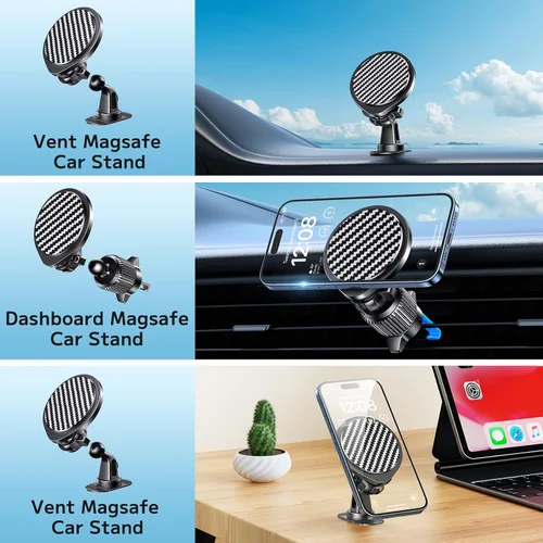 Miniatura 2 de Magsafe - Soporte de coche [imanes fuertes] Soporte magnético para teléfono para salpicadero de ventilación de automóvil [manos libres] Soporte
