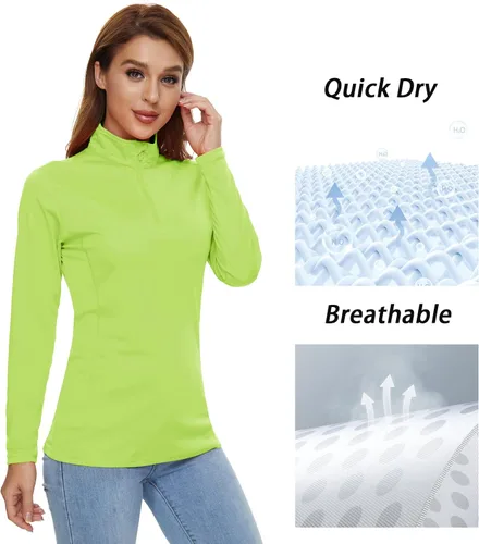 Miniatura 6 de CRYSULLY Camisas de manga larga para mujer, protección solar, cremallera de 14, de verano, de secado rápido