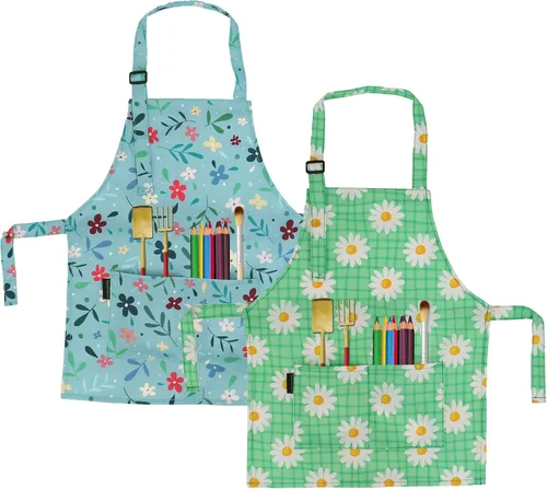 Miniatura 6 de Delantales de Cocina para Niños BeeGreen con Correa Ajustable Delantales de Cocina con Bolsillo Delantero para Niños Pequeños Pintura Hornear Artista