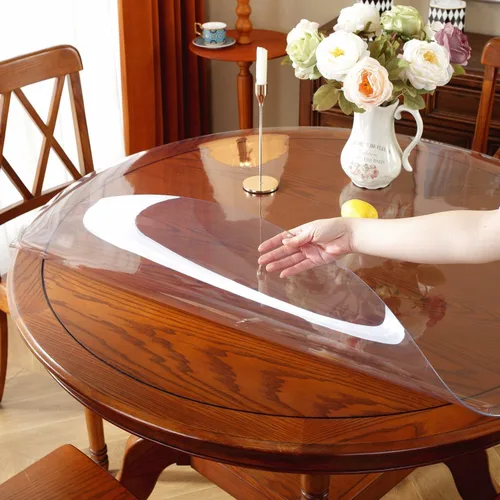Miniatura 10 de OstepDecor - Protector de mesa redondo transparente de 30 pulgadas, cubierta de mesa transparente gruesa, mantel de mesa redondo de PVC impermeable