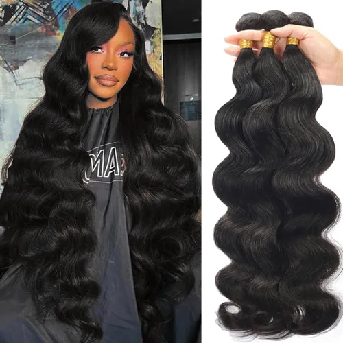 Cirvty - Manojos de cabello humano brasileño ondulado 12A, 24, 26, 28 pulgadas, 100% tejido virgen sin procesar, 3 manojos de cabello humano