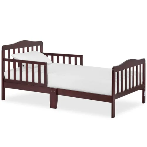 Miniatura 11 de Dream On Me Cama para niños pequeños de diseño clásico en gris claro, cama de madera baja al piso con rieles de seguridad, certificada GREENGUARD