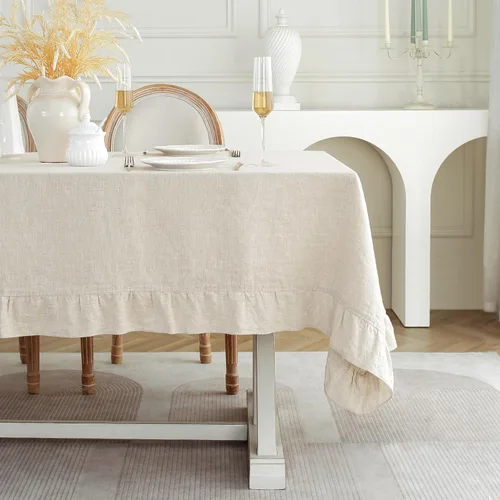 Miniatura 37 de Linen World - Mantel de lino de otoño de 55 x 55 pulgadas, mantel rectangular lavable de lino francés para comedor, al aire libre, bodas