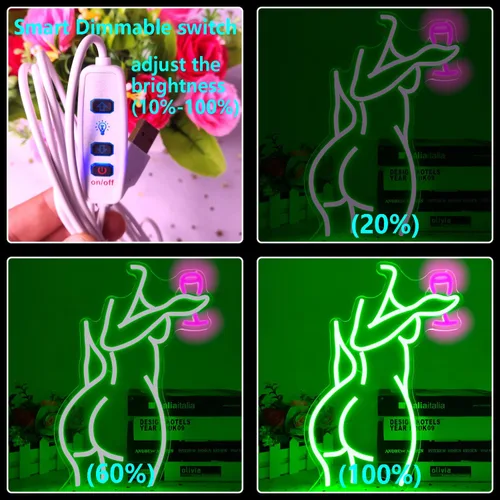 Miniatura 4 de Letrero de Neón Lady Back Regulable Letrero LED Luces de Neón de Mujer Letreros de Neón de Mujer Sexy para Dormitorio Cueva del Hombre Bar Tienda