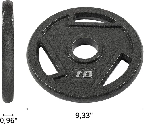 Miniatura 5 de Signature Fitness Placa de peso de hierro fundido para entrenamiento de fuerza y levantamiento de pesas, olímpico o estándar, varios tamaños