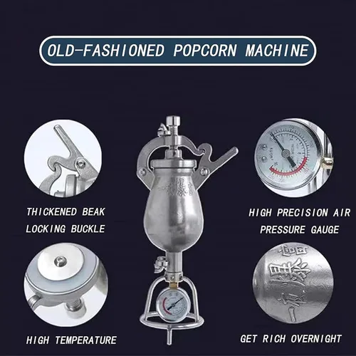 Miniatura 4 de Mini máquina para hacer palomitas de maíz con soporte, máquina retro de 8.8 fl oz con manivela de mano, pequeña máquina de palomitas de maíz