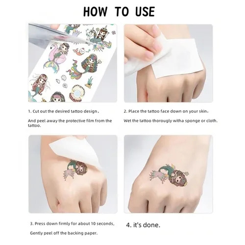 Miniatura 6 de 10 hojas de tatuajes temporales de mariposa que brillan en la oscuridad para niños, diseño de hadas, caricaturas, fluorescentes, para fiestas