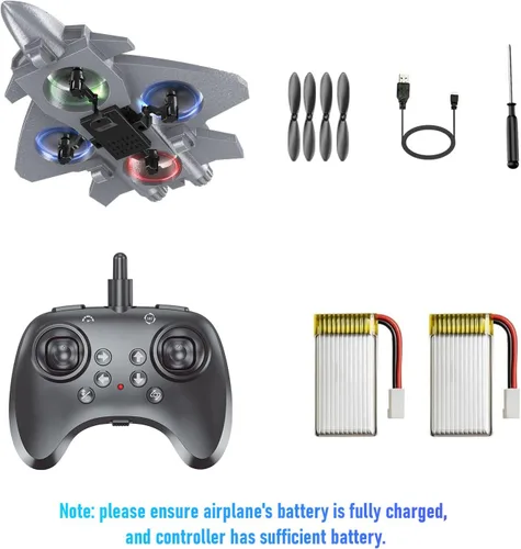 Miniatura 8 de Avión de control remoto RC Drone para niños a partir de 8 años, aviones RC de espuma para adultos y niños, juguete de avión de combate con luces