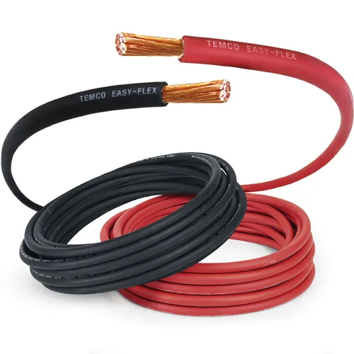 TEMCo WC0455-40 pies (20 pies negro, 20 pies rojo), cable de soldadura AWG calibre 2 y cable de batería de automóvil, alambre de cobre negro + rojo,