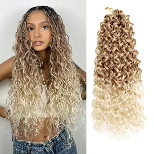 Miniatura 72 de GoGo Curl Crochet Hair 18 pulgadas onda de agua pelo sintético bohemio ganchillo trenzado jengibre onda profunda extensiones de cabello trenzado