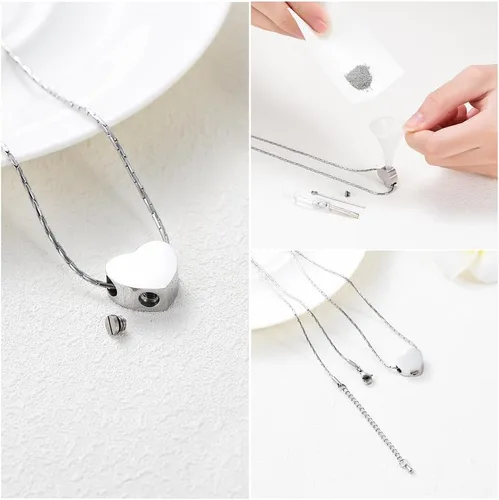 Miniatura 18 de constantlife Joyería de cremación para cenizas – Colgante de corazón conmemorativo collar de urna conmemorativa soporte para cenizas de acero
