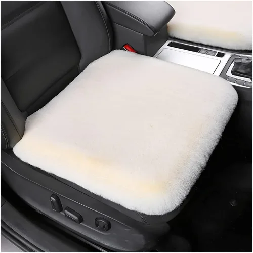 Paquete de 2 cojines para asiento delantero de automóvil, funda suave y cálida de piel sintética de conejo para asiento de automóvil, almohadilla