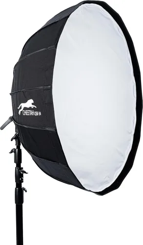 Cheetah Stand QSB-34 Softbox (Bowen) con rejilla de caja de huevos y caja de luz de liberación rápida estilo paraguas – Compatible con Bowens,