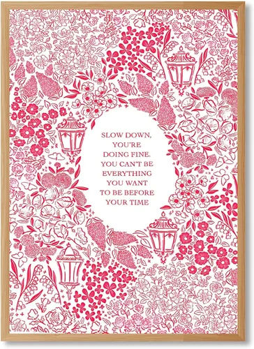 Miniatura 35 de Arte de pared "Slow Down You’re Doing Fine" Retro Minimalista Motivacional Cita Musical Póster Inspirador Letras de Canciones de Media Siglo en Tela