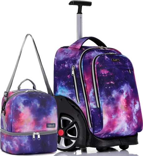 Miniatura 71 de NEW TILAMI Mochila con ruedas de 19 pulgadas con bolsa de almuerzo para niñas y niños, mochila para laptop con ruedas, bolsa de mano duradera