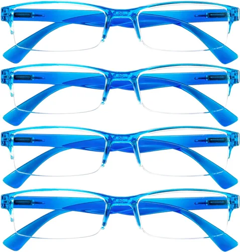 Miniatura 10 de Paquete de 4 lentes de lectura para mujeres y hombres con bisagra de resorte para lectores de media montura 1.0 1.5 2.0 2.5 3.0 3.5 4.0