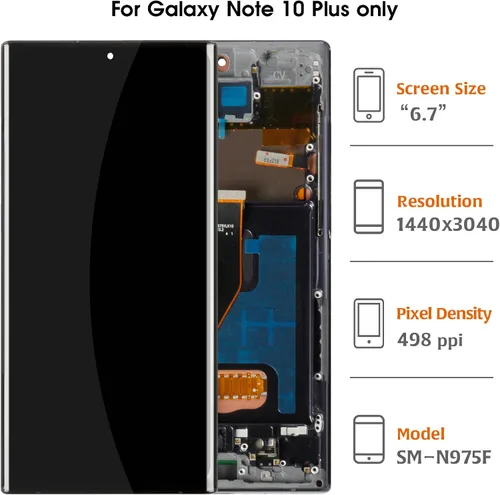 Miniatura 2 de InCell Note 10 Plus pantalla cd (sin función de huellas dactilares) Reemplazo de pantalla para Samsung Galaxy Note 10 Plus con Aura Black Frame